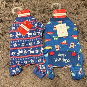 Blue Holiday Dog Pajamas Set